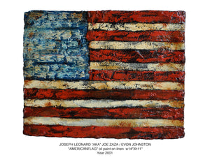 "AMERICANFLAG" oil paint   on linen  w14" X h11'' Year 2001