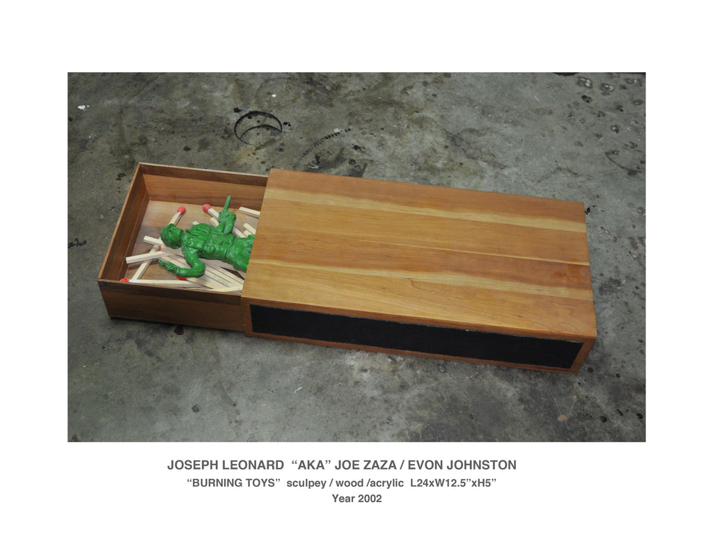 " Burning Toys "   sculpey /wood/acrylic paint  L24"xW12.5"xH5''  Year 2001