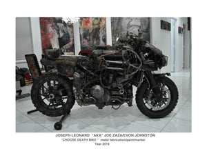"CHOOSEDEATH BIKE"  metal fabrication/paint/marker  Year 2017