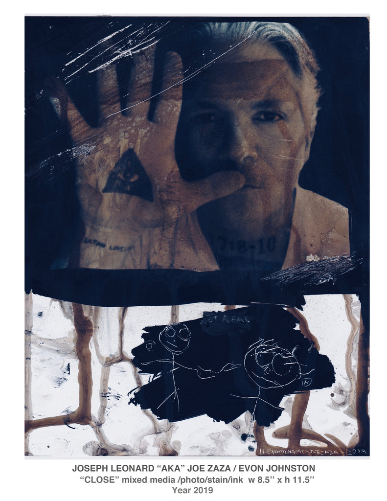 “CLOSE” mixed media /photo/stain/ink  w 8.5’’ x h 11.5’’ Year 2019
