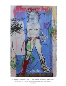 "GOING WEST"   acrylic paint/charcoal/paper/pain   h40" x w26" Year 2018