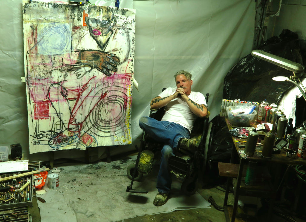 JOSEPH LEONARD "AKA' JOE ZAZA / EVON JOHNSTON IN HIS STUDIO  JULY 2018