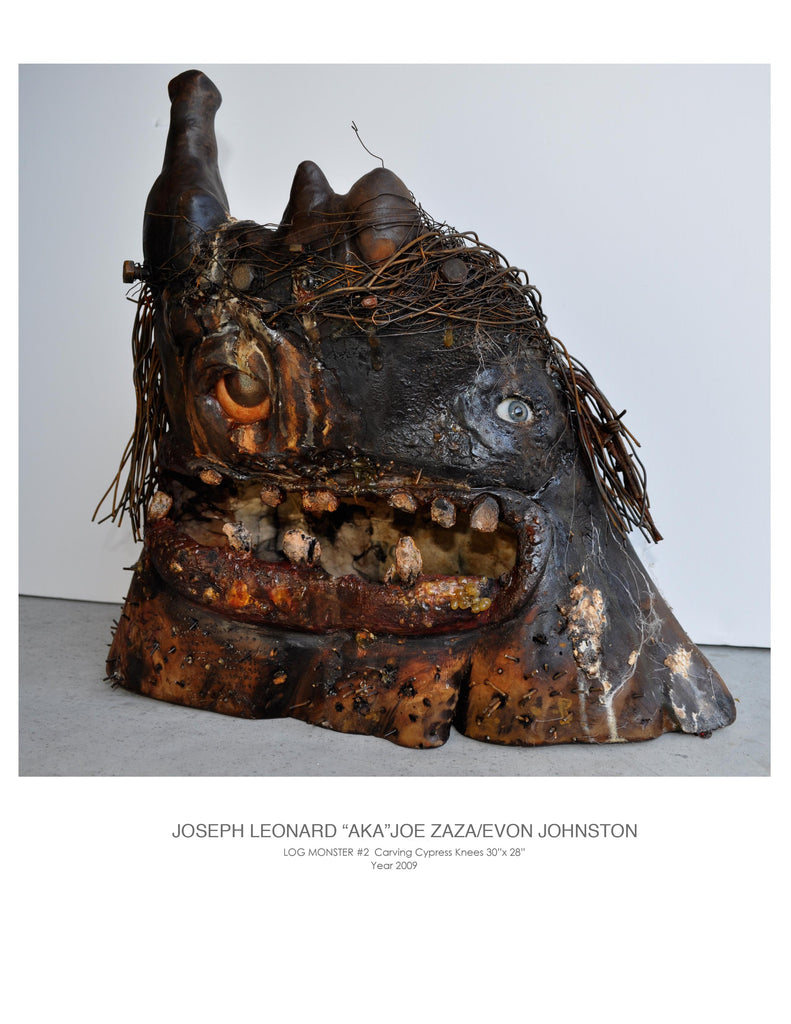 "LOG MONSTER #2"  sculpture / cypress knee  /glass eye /paint /paper porno mag /w30''xh28 '' Year 2009