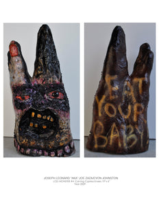 "LOG MONSTER #4"sculpture / cypress knees /paint /glass eye :Year 2009