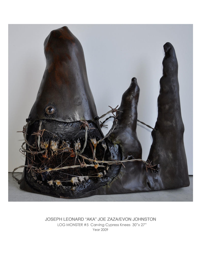 "LOG MONSTER #5 " sculpture / cypress knees /paint /glass eye :Year 2009