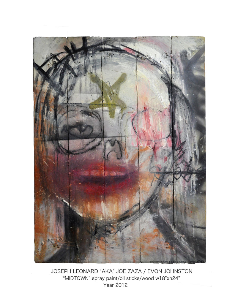 "MIDTOWN" spray paint/oil paint/wood w18"x h24" Year 2012