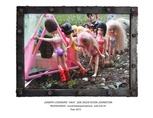 "MUDSHARKS"  wood/steel/paint/photo w25.5xh19'' Year 2012