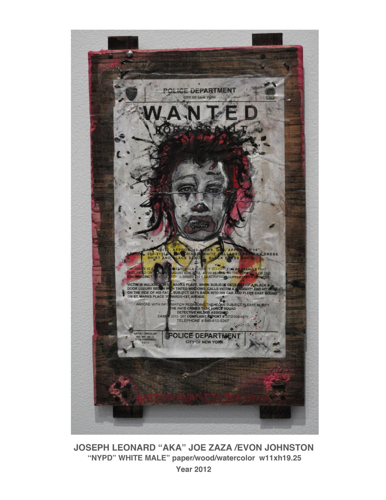 "NYPD WHITE MALE"  paper /wood/watercolor w11"x h19" Year 2012