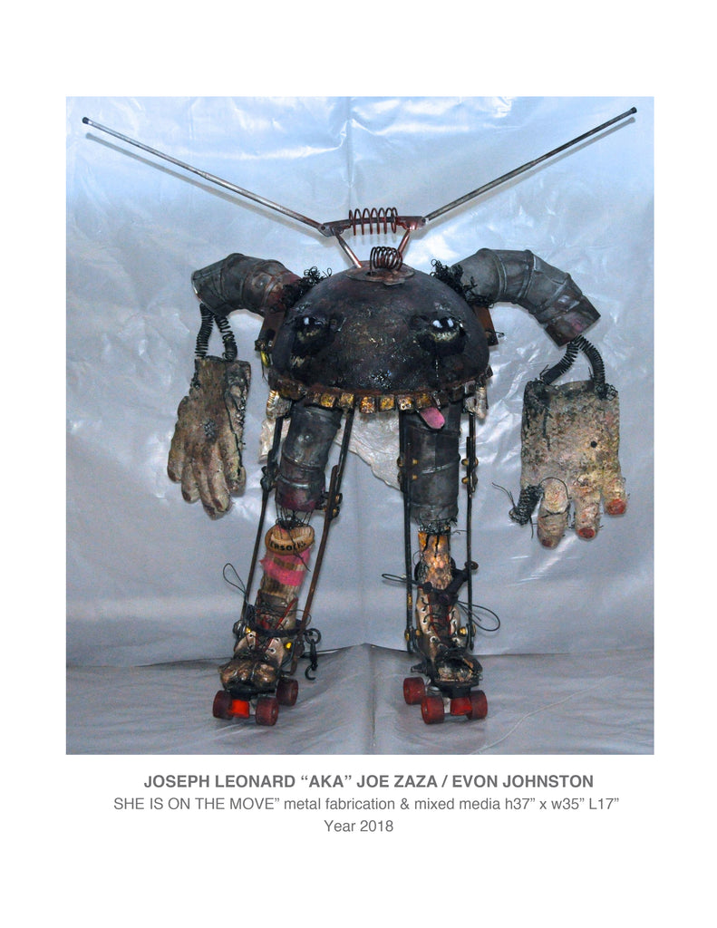 "SHE IS ON THE MOVE"   METAL FABRICATION AND MIXED- MEDIA  h37"xw35"xl17" Year 2018
