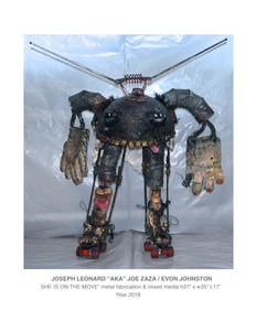 "SHE IS ON THE MOVE"   METAL FABRICATION AND MIXED- MEDIA  h37"xw35"xl17" Year 2018